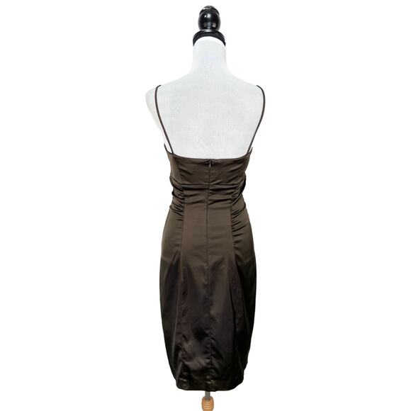 Vintage Cache Dark Olive Green Short Formal Sheath Dress - Women's Size 8 - Picture 5 of 8